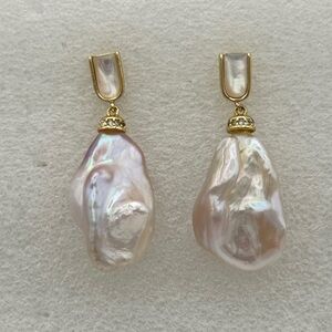 Real Mother Of Pearl post earrings with Real Pearl